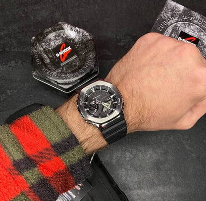 G-Shock GBM-2100 Black Dial Silver Frame Black Silicon Strap Generic Watch